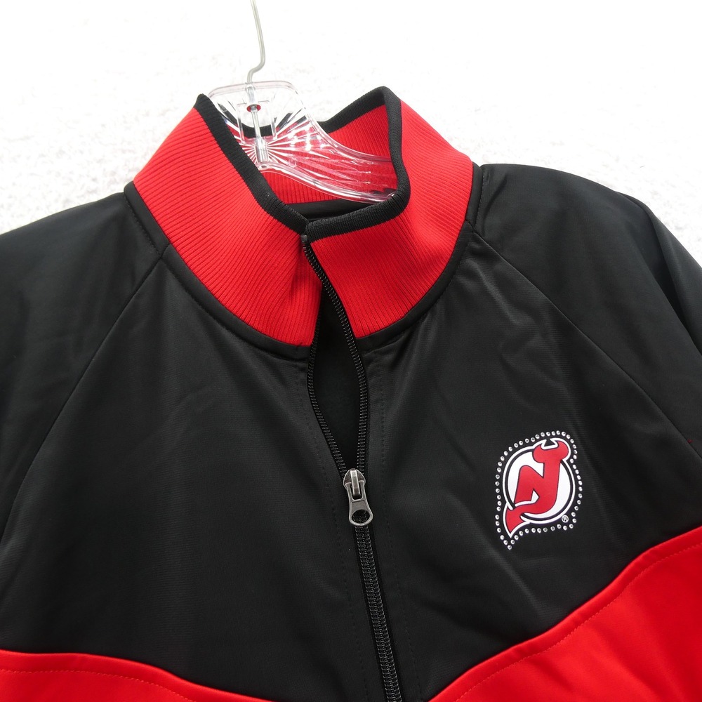 G-III Jacket Womens Medium New Jersey Devils Red Black Rhinestone Full Zip NHL - Picture 4 of 9